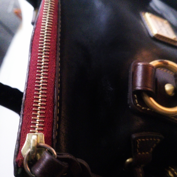 Dooney & bourke stanwhich satchel handbag purse black  florentine leathe… - Picture 6 of 7